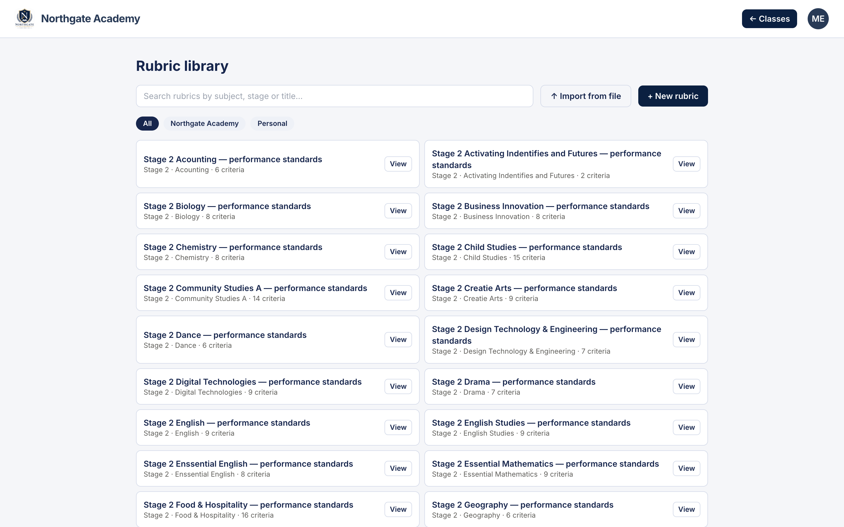 The rubric library